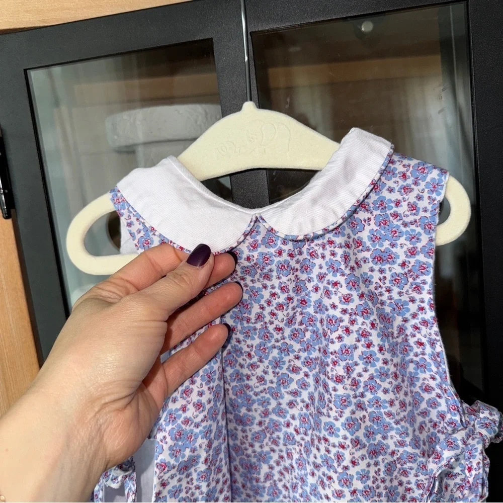 Smockingbird floral peter pan collar top dress tie bib bows toddler girl